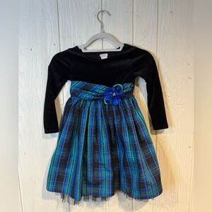 Youngland Girls Blue and Black Plaid Dress
